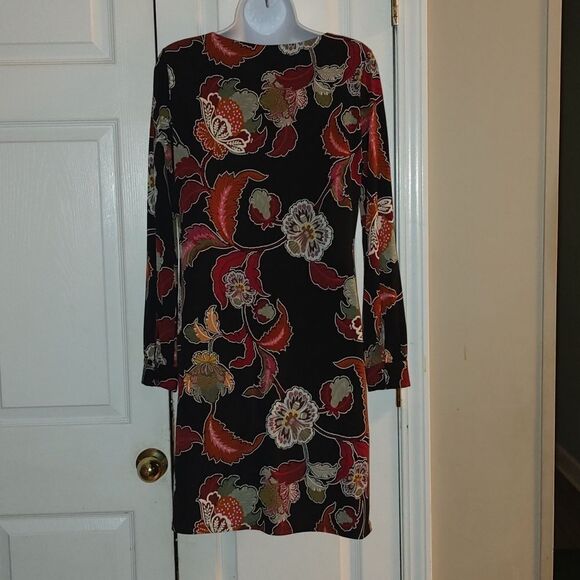 Chetta B black floral print dress  Sz  S - Picture 4 of 5